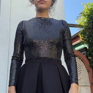 Sparkly black bodysuit with crisscross back straps!